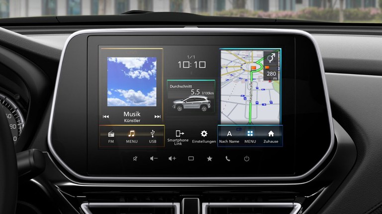 Darstellung der Konnektivität im Farb-Touchscreen des Suzuki S-Cross Hybrid.